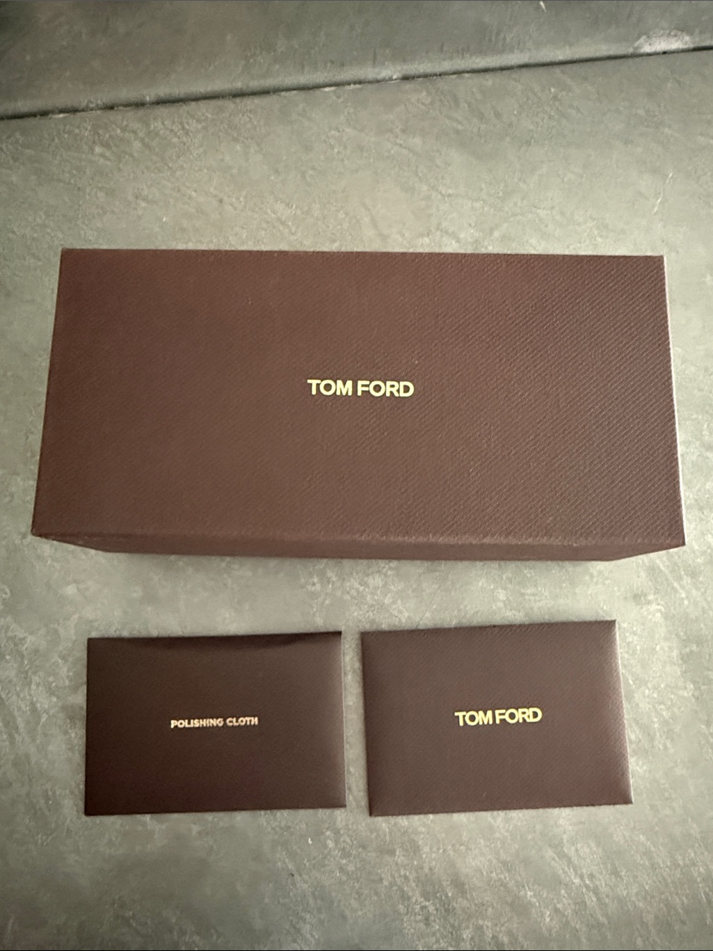 Tom Ford Brown Glasses Box Set With Polishing Cloth